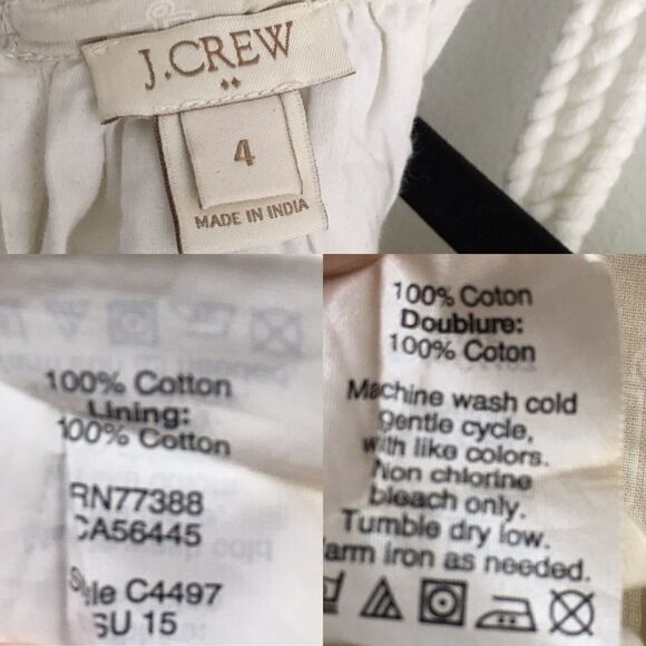 J. CREW Sleeveless Halter Blouse Nautical Anchor Print Tan White 4 - Picture 12 of 14